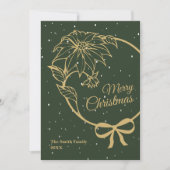Elegant Green Merry Christmas Poinsettia Flat シーズンカード (正面)