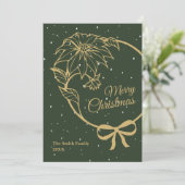 Elegant Green Merry Christmas Poinsettia Flat シーズンカード (スタンド正面)