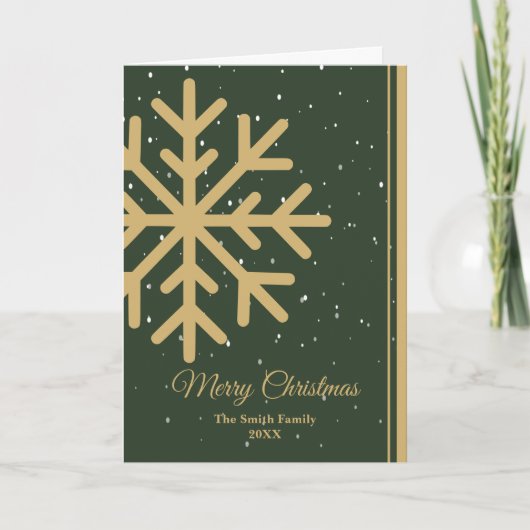 Elegant Green Merry Christmas Snowflake Folded シーズンカード (正面)