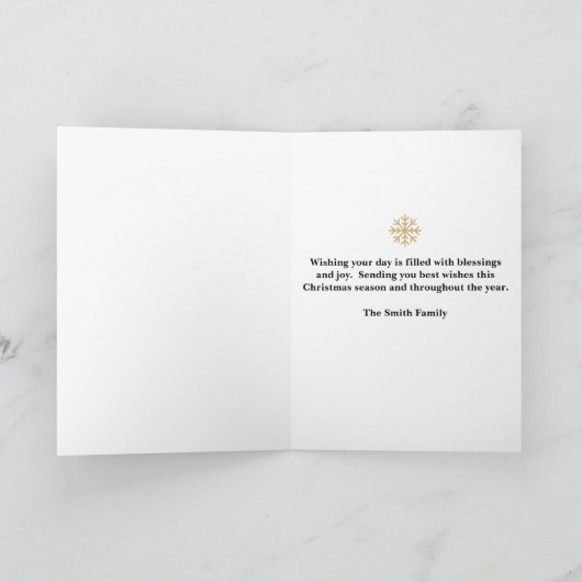 Elegant Green Merry Christmas Snowflake Folded シーズンカード (内部)