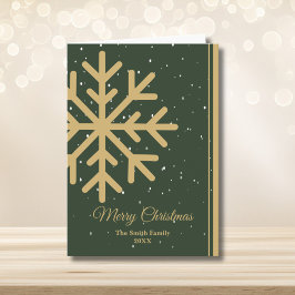 Elegant Green Merry Christmas Snowflake Folded シーズンカード