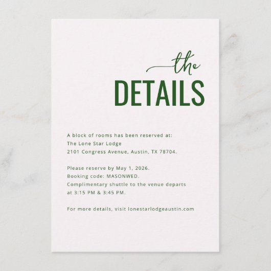 Elegant Green Minimalist Details エンクロージャーカード (正面)