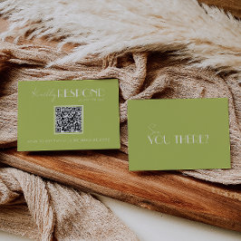 Elegant Green Minimalist QR Code Wedding 出欠カード