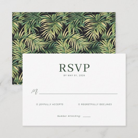 Elegant Green Minimalist RSVP (正面/裏面)
