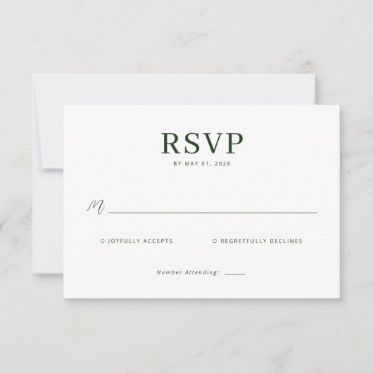 Elegant Green Minimalist RSVP (正面)