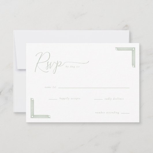 Elegant Green Minimalist RSVP (正面)