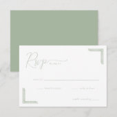 Elegant Green Minimalist RSVP (正面/裏面)
