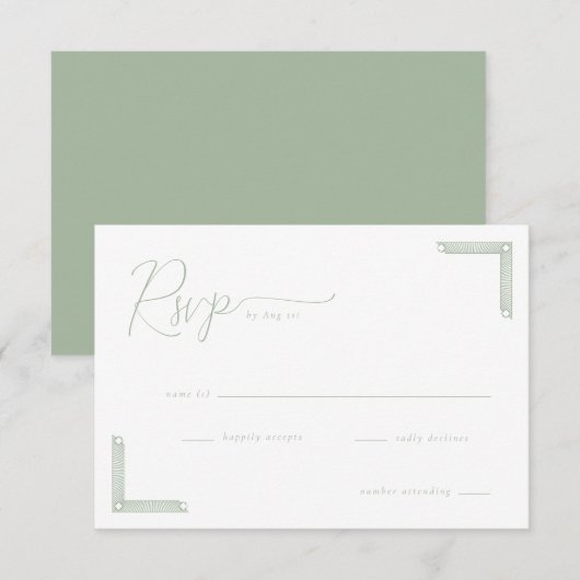 Elegant Green Minimalist RSVP (正面/裏面)