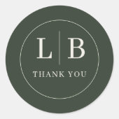 Elegant Green Minimalist Thank You Card ラウンドシール (正面)