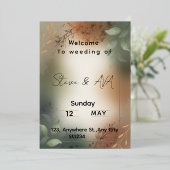 Elegant Green Minimalist Wedding Invitation 箔招待状 (立ち正面)