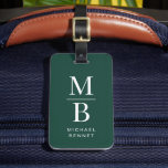 Elegant Green Monogram ラゲッジタグ<br><div class="desc">Elegant Green Monogram Luggage Tag.</div>