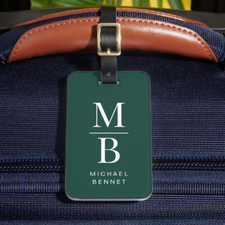 Elegant Green Monogram ラゲッジタグ
