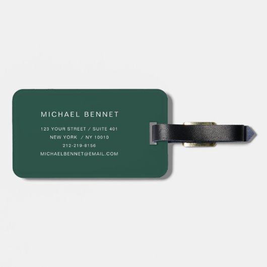 Elegant Green Monogram ラゲッジタグ (裏面横)