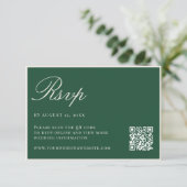 Elegant Green Old Money QR Code Wedding 出欠カード (スタンド正面)