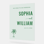 Elegant Green Palm Tree アクリルサイン (傾斜)