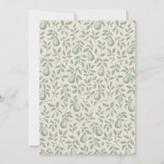 Elegant Green Pear Wedding Save the Date 招待状 (裏面)