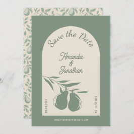 Elegant Green Pear Wedding Save the Date 招待状