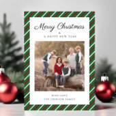Elegant Green Photo Christmas シーズンカード