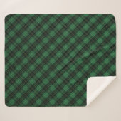 Elegant Green Plaid Christmas シェルパブランケット (正面(横))