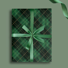 Elegant Green Plaid Christmas Holiday ラッピングペーパーシート