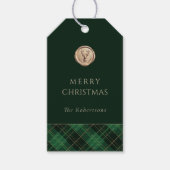 Elegant Green Plaid Merry Christmas Personalized ギフトタグ (正面)