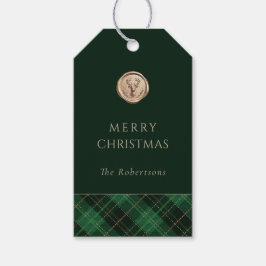 Elegant  Green Plaid Merry Christmas Personalized  ギフトタグ