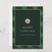 Elegant Green Plaid Merry Christmas Photo   シーズンカード (正面)