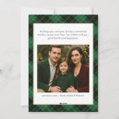 Elegant Green Plaid Merry Christmas Photo   シーズンカード (裏面)