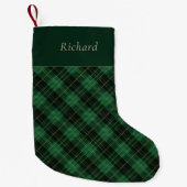 Elegant Green Plaid Personalized  スモールクリスマスストッキング (正面)