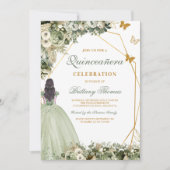 Elegant Green Quinceañera Invitation 招待状 (正面)