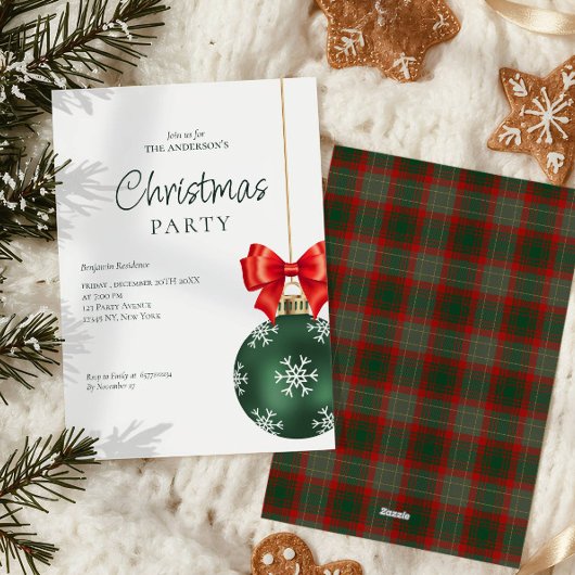 Elegant Green Red Christmas Party シーズンカード