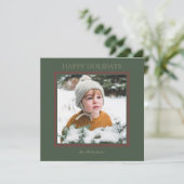 Elegant Green & Red Frame Photo Holiday Card シーズンカード (スタンド正面)