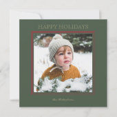 Elegant Green & Red Frame Photo Holiday Card シーズンカード (正面)