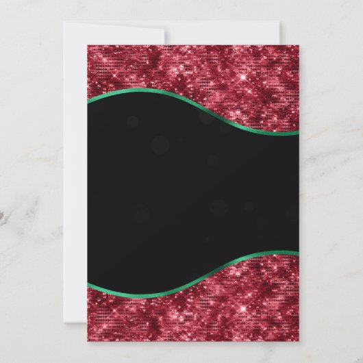 Elegant Green Red & Gold Snowflake Wedding 招待状 (裏面)