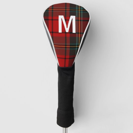 Elegant green & red tartan plaid Personalized ゴルフヘッドカバー (正面)