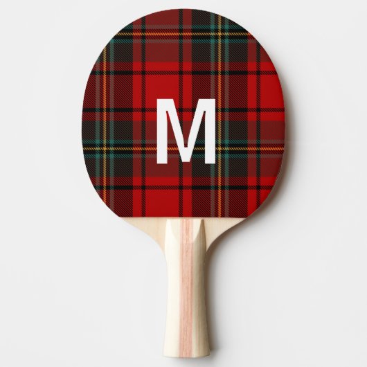 Elegant green & red tartan plaid Personalized 卓球ラケット (正面)