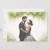 Elegant Green Rose Botanical Gold Overlay Photo  招待状 (裏面)