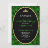 Elegant Green Rose Floral 18th Birthday Debut 招待状 (正面)