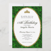 Elegant Green Rose Floral 18th Birthday Debut 招待状 (正面)