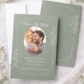 Elegant Green Save The Date Wedding 招待状