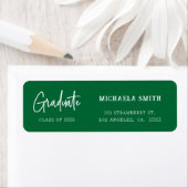 Elegant Green Script Graduation Return Address ラベル (インサイチュ)