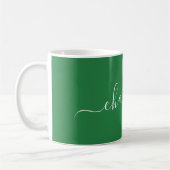Elegant Green Script Modern Name Personalized コーヒーマグカップ (左)
