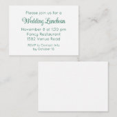 Elegant Green Script Wedding Event Invitation エンクロージャーカード (正面/裏面)
