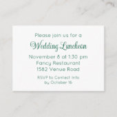 Elegant Green Script Wedding Event Invitation エンクロージャーカード (正面)