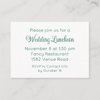 Elegant Green Script Wedding Event Invitation エンクロージャーカード