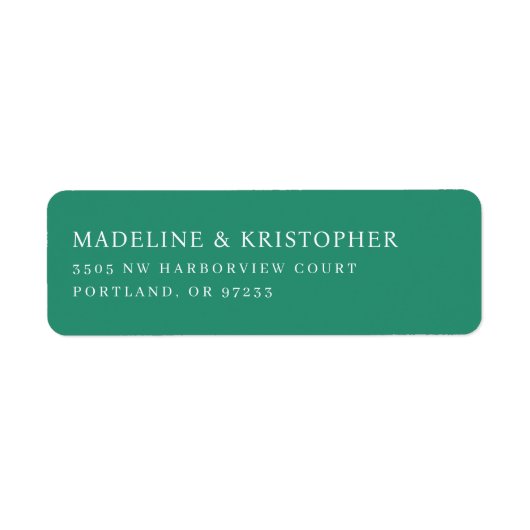 Elegant Green Serif Return Address Label ラベル (正面)