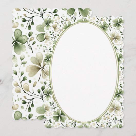 Elegant Green Shamrock Wedding Invitation Design 招待状 (正面/裏面)