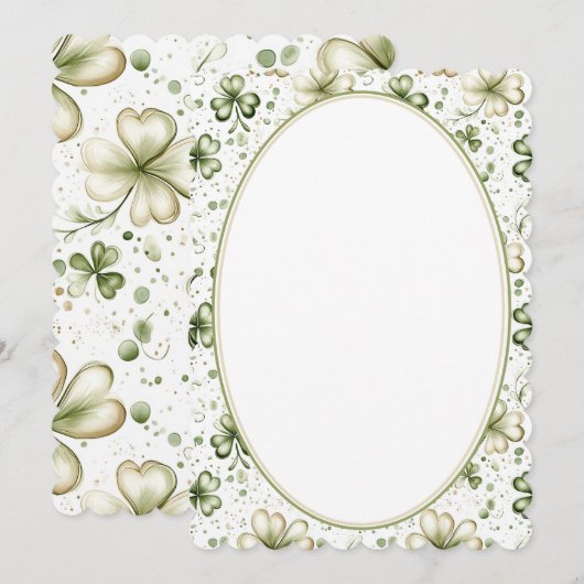 Elegant Green Shamrock Wedding Invitation Design 招待状 (正面/裏面)