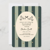 Elegant Green Striped Holiday Party Invitation 招待状 (正面)