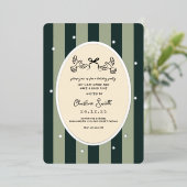 Elegant Green Striped Holiday Party Invitation 箔招待状 (立ち正面)
